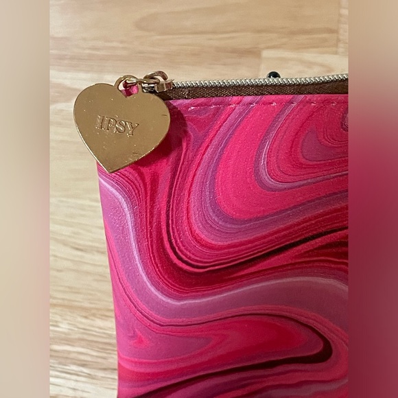 IPSY pink makeup bag with charm graphic self love is best love 7 x 4.5 in - Picture 3 of 4